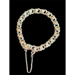 Vtg MCM 7” Sterling Silver Heart Link Charm Bracelet 14.72g 925